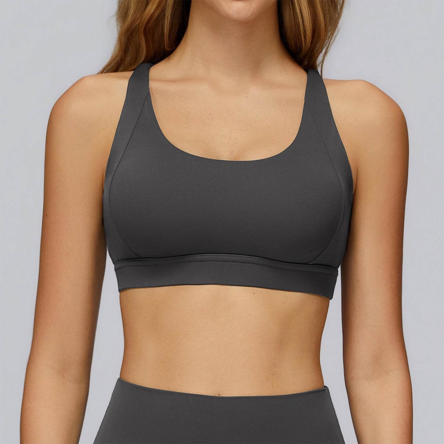 Cross Back Strappy Athletic Bras with Removable Pads
