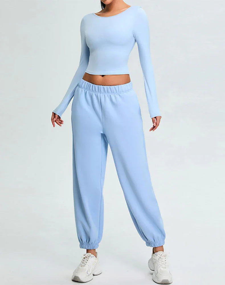 Activewear Set with U-Shaped Back Top and Sweatpant