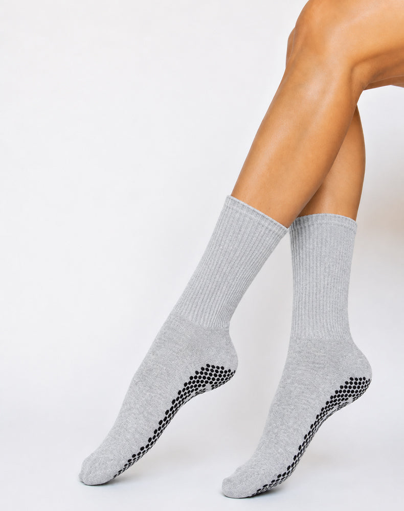 Pilates Yoga Crew Socks with Non Slip Grippers