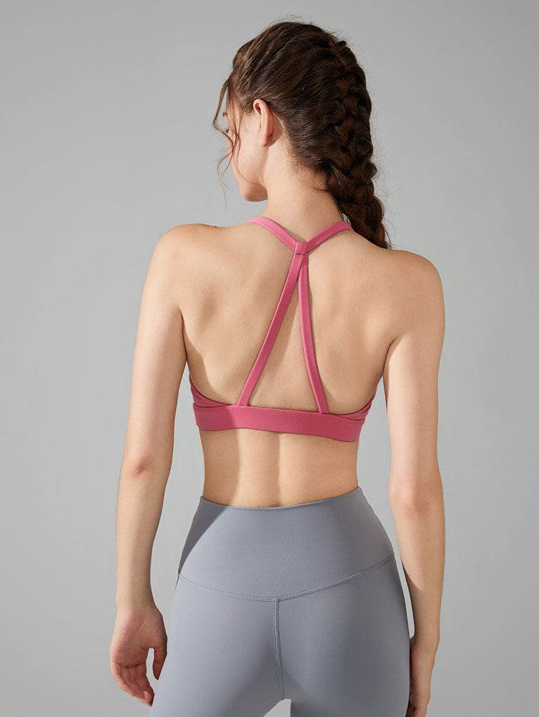Cross Spaghetti Straps Sports Bra with Removable Chest Pad