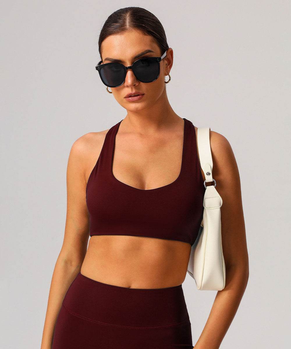 Racerback Sport Bra Tops with Built in Chest Pads
