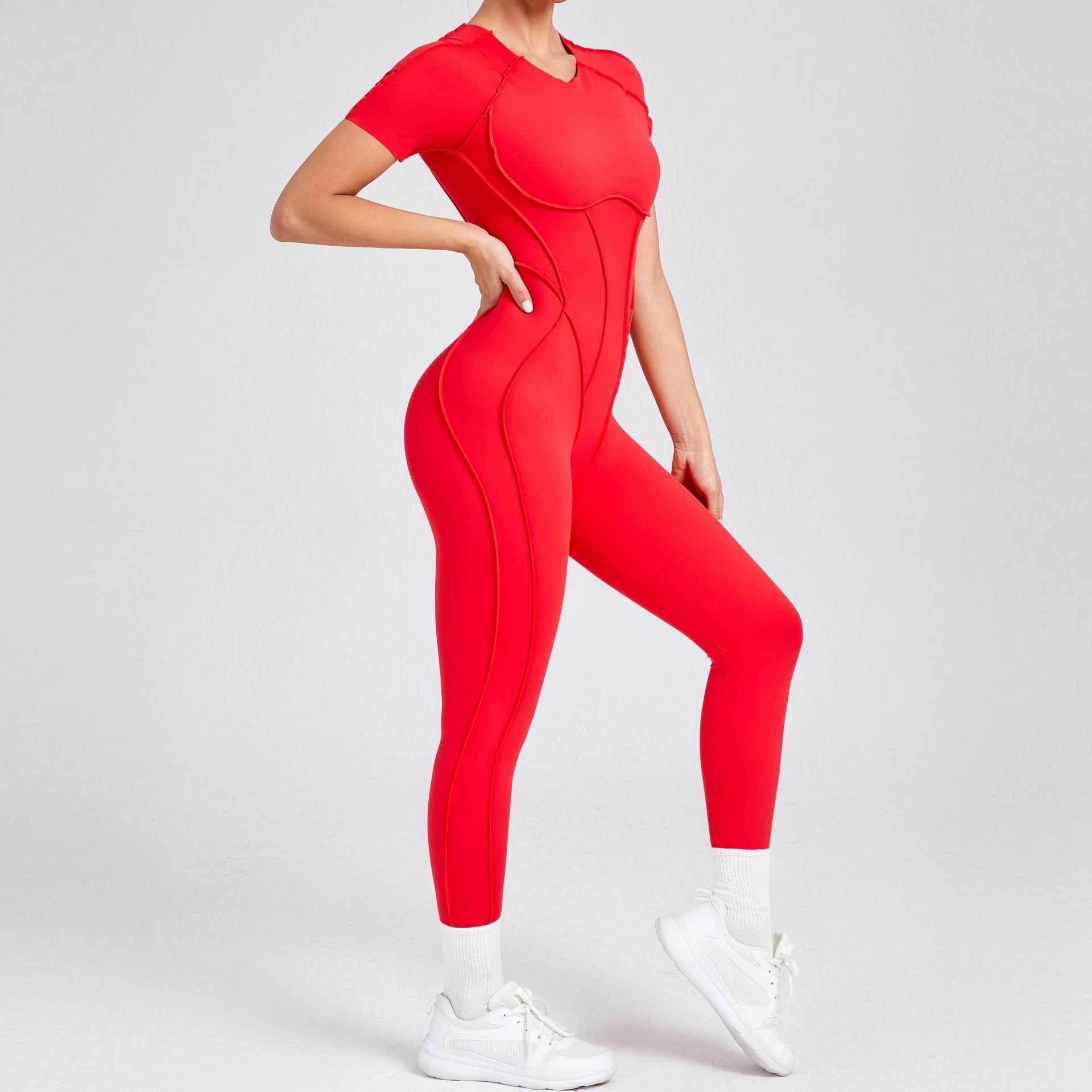 Short Sleeve Backless Yoga Jumpsuits