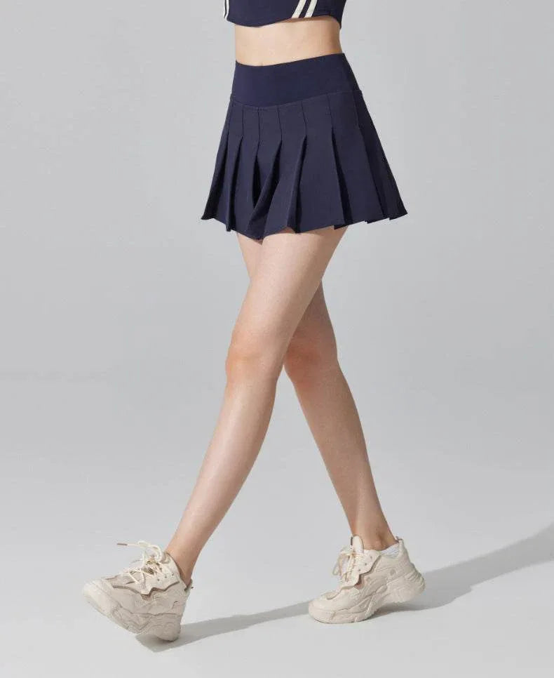 Pleated Tennis Mini Skirt with Shorts and Pockets -
