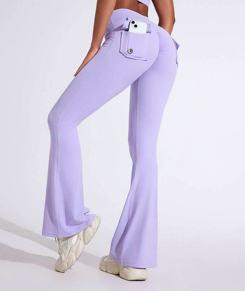 High Waist Yoga Flared Pant With Tooling Pocket