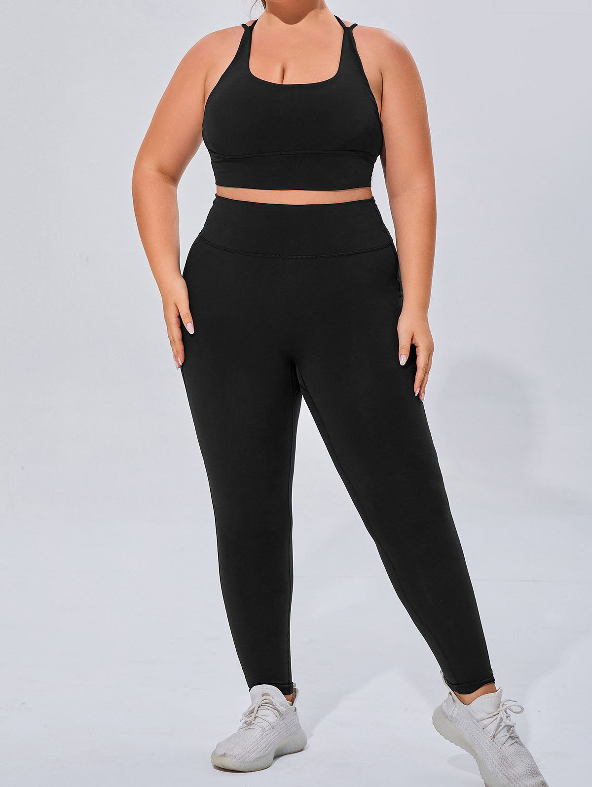 Workout Sets with Cross Strap Sports Bra and Legging