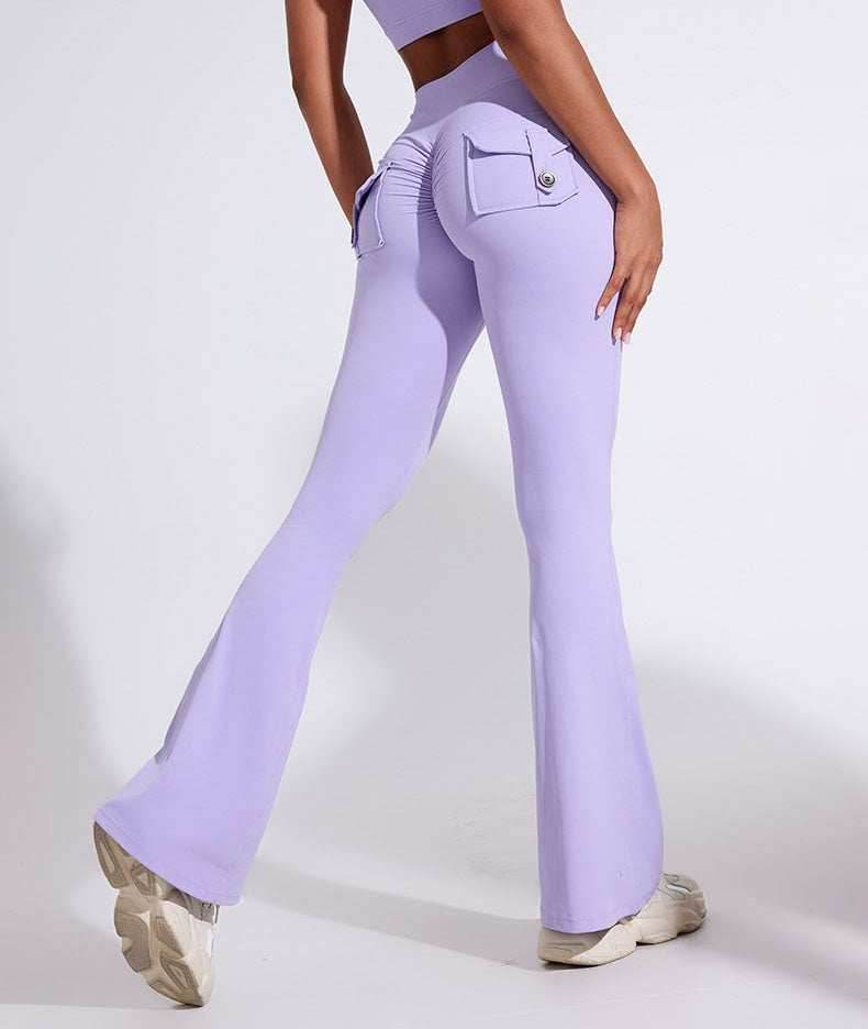 High Waist Yoga Flared Pant With Tooling Pocket