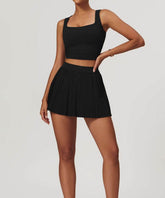 Activewear Set With Tank and Accordion Pleated Skirt