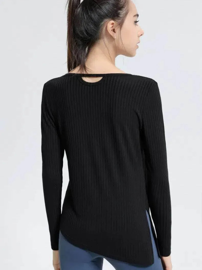 Long Sleeve Ribbed Sports T-Shirts -