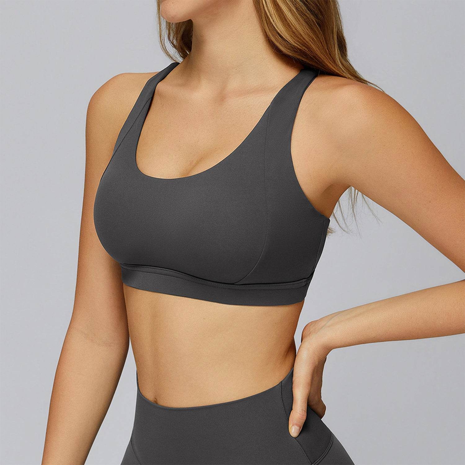 Cross Back Strappy Athletic Bras with Removable Pads