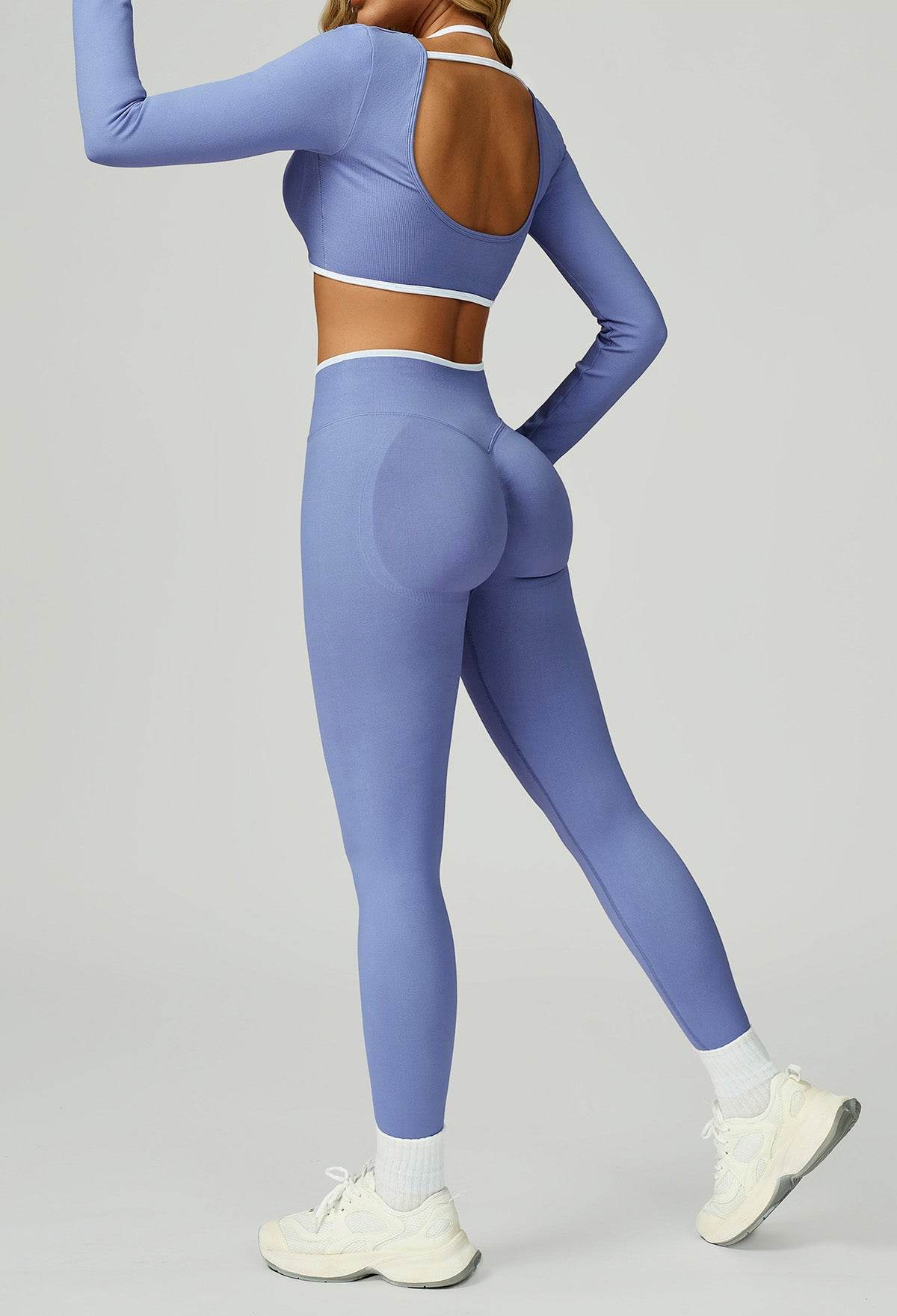 Sport Set with Color Block Long Sleeve T-Shirt and Legging