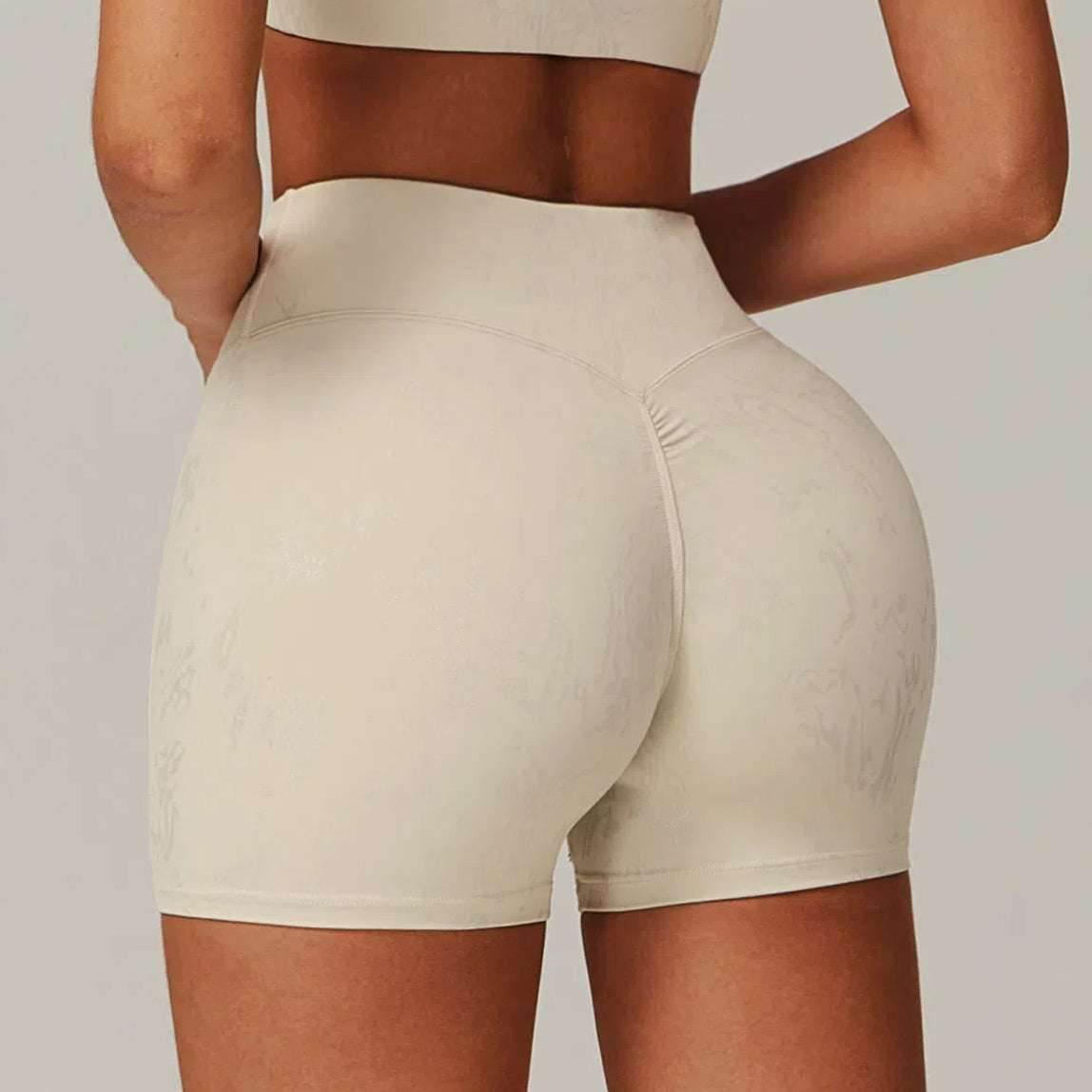 High Waist Yoga Short With Gold Blocking Pattern