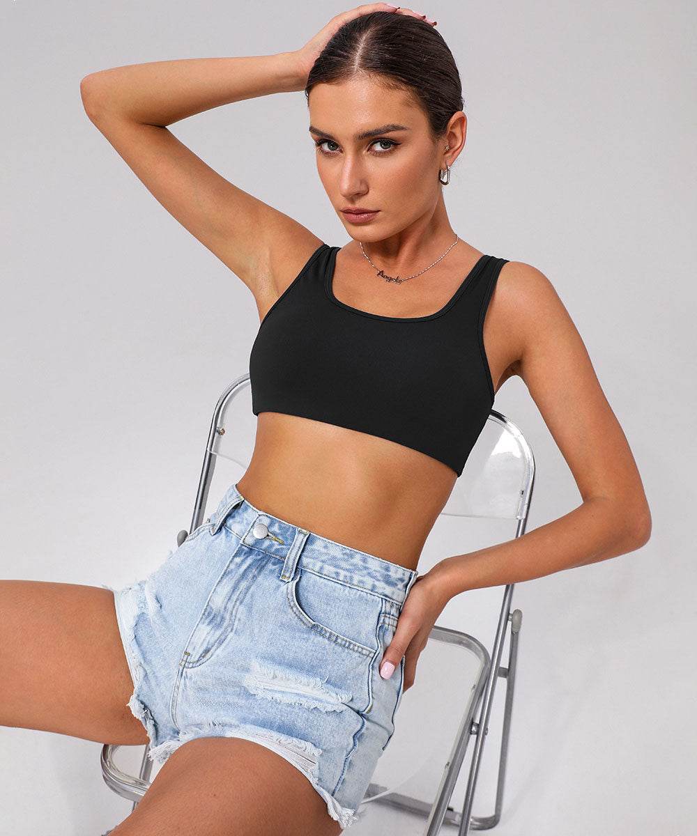 U Back Sports Bra with Built in Chest Pads -