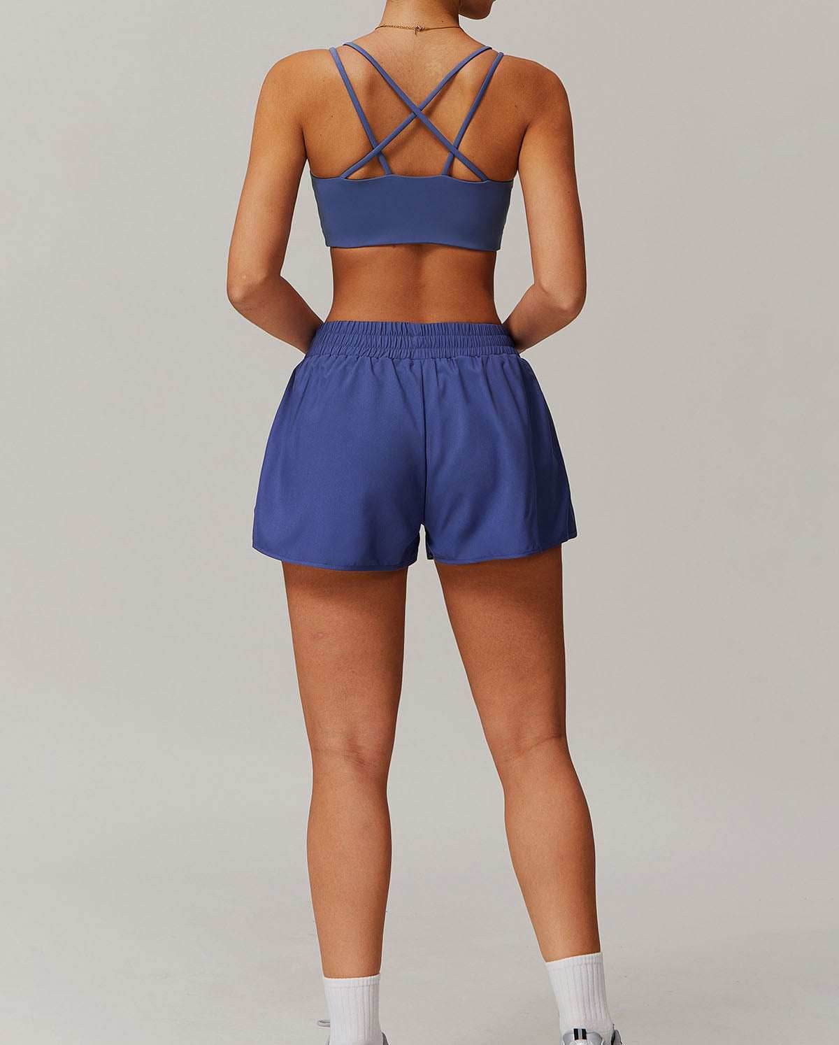 Activewear Set With Cross Back Sports Bra and Shorts