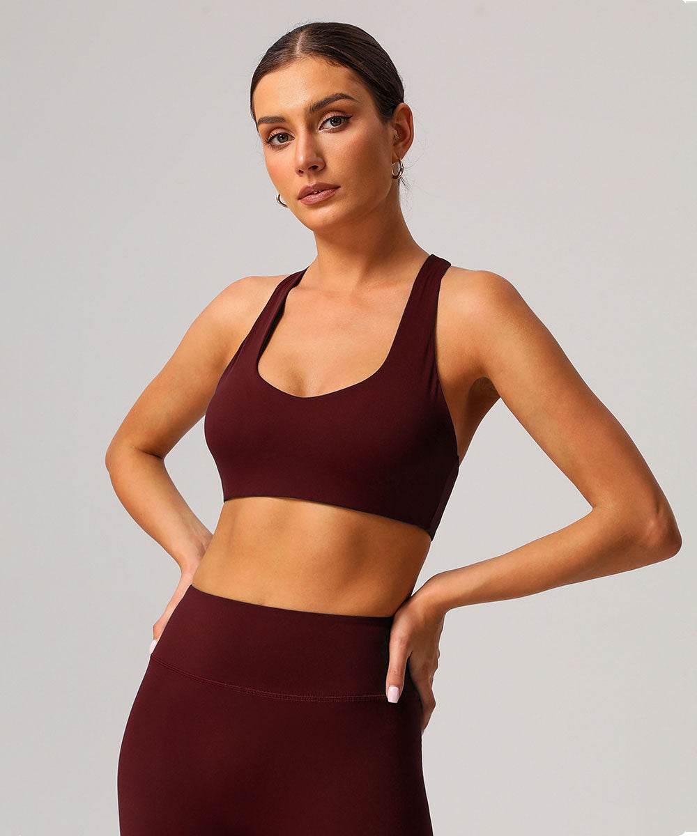 Racerback Sport Bra Tops with Built in Chest Pads