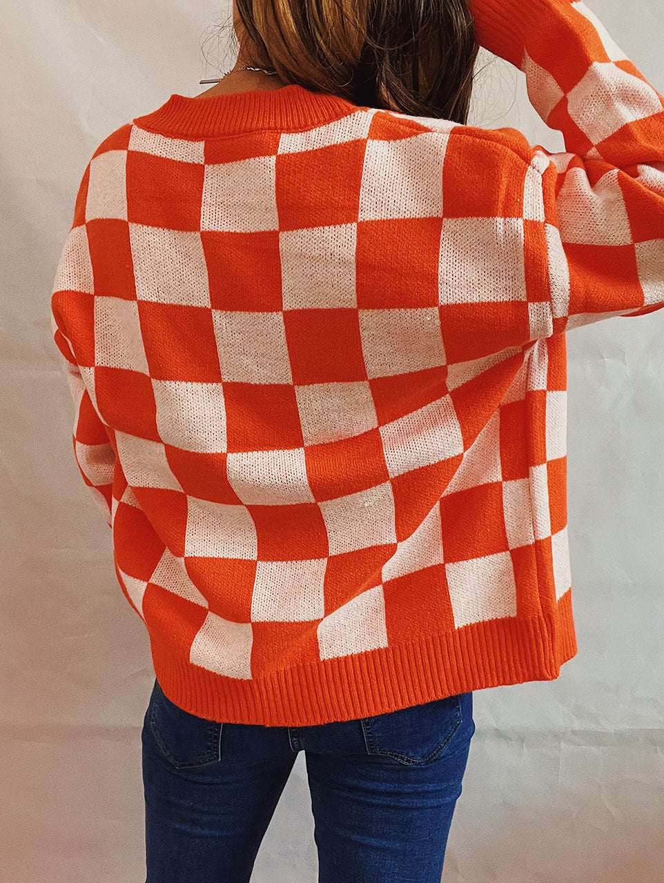 Plaid Color Block Cardigan Sweater