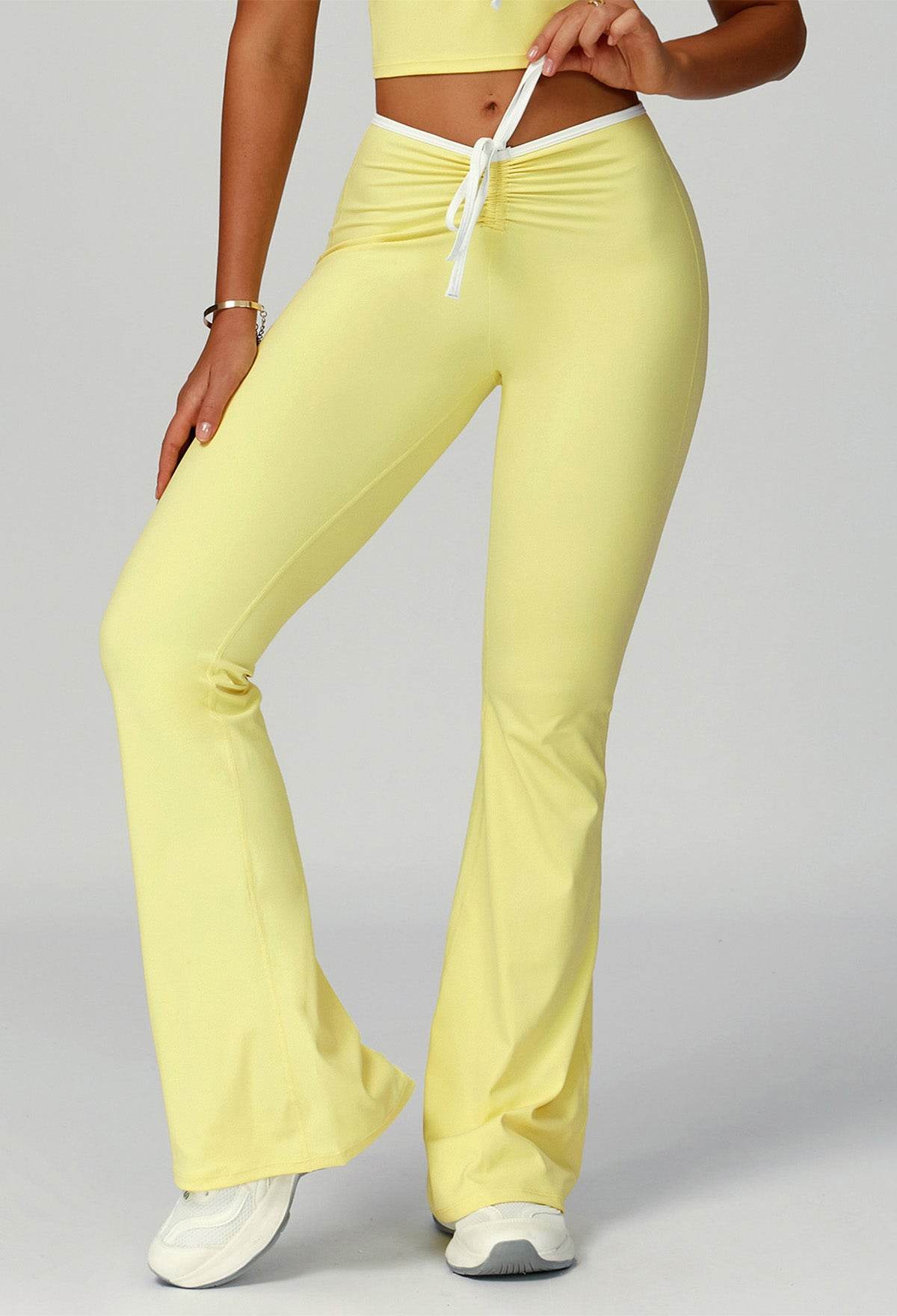 Color Block Flare Pants with Drawstring Waist