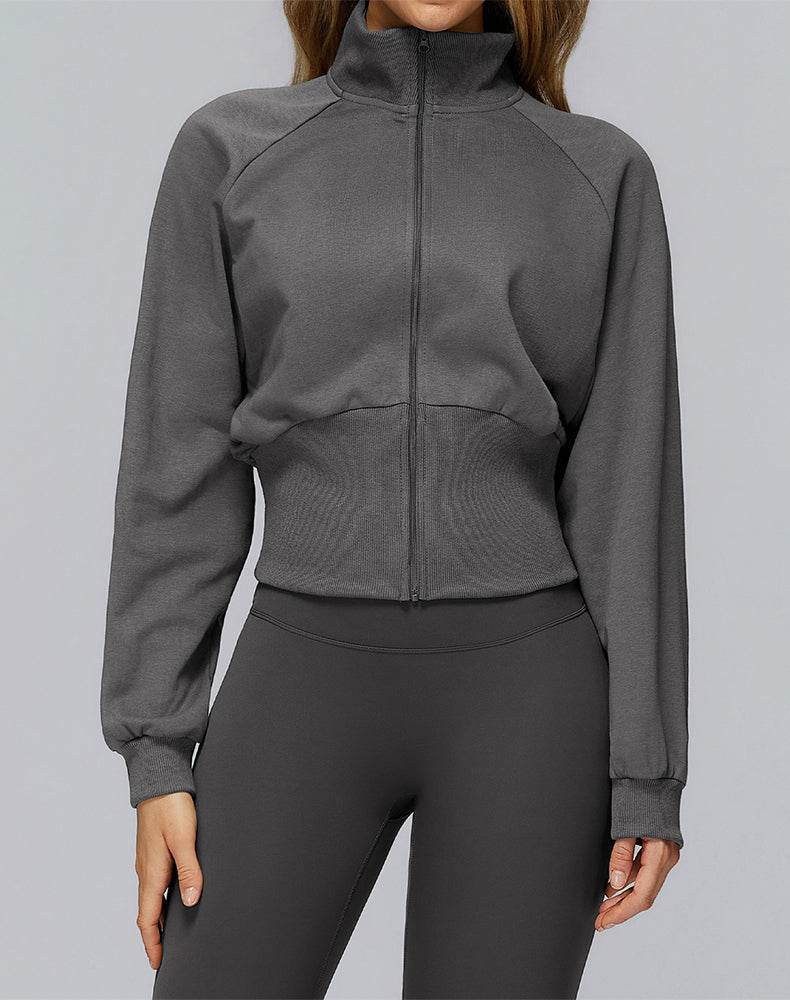 Zip Up Casual Jacket Workout Long Sleeve Crop Tops