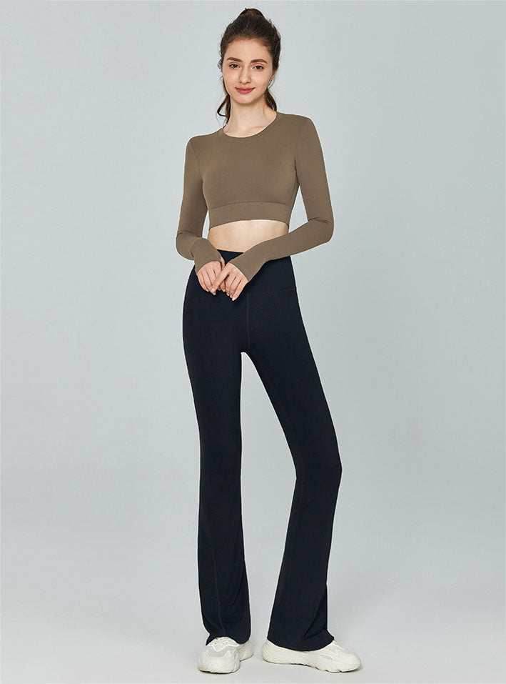 Long Sleeve Hollow Out Back Sports T-Shirt