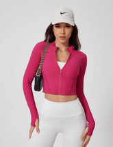 Long Sleeve Crop Sports Jacket with Thumb Hole