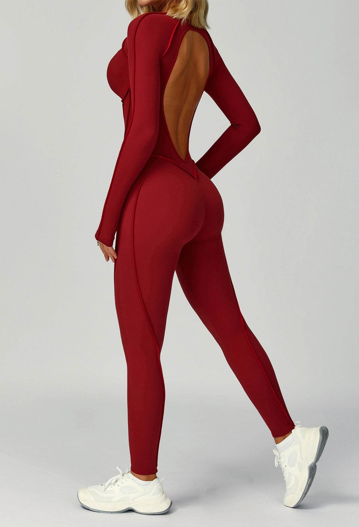 Long Sleeve Backless Yoga One Piece Jumpsuits -