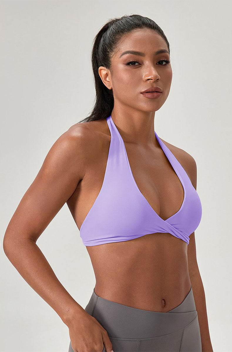 Twist Front Halter Straps Sports Bra -