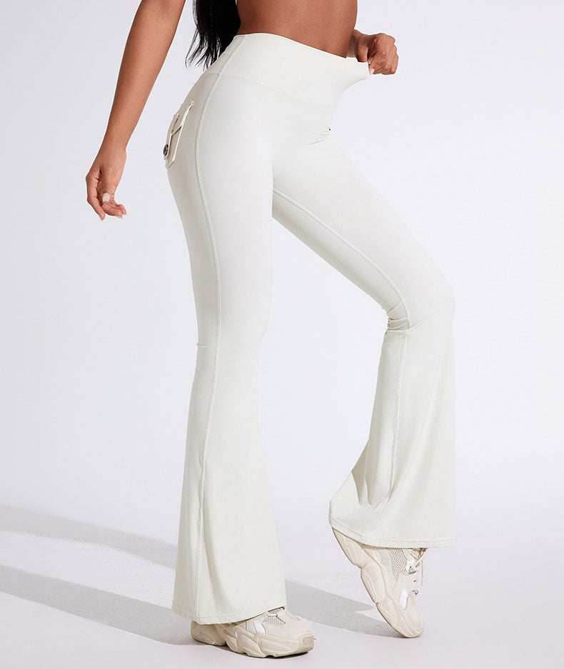 High Waist Yoga Flared Pant With Tooling Pocket