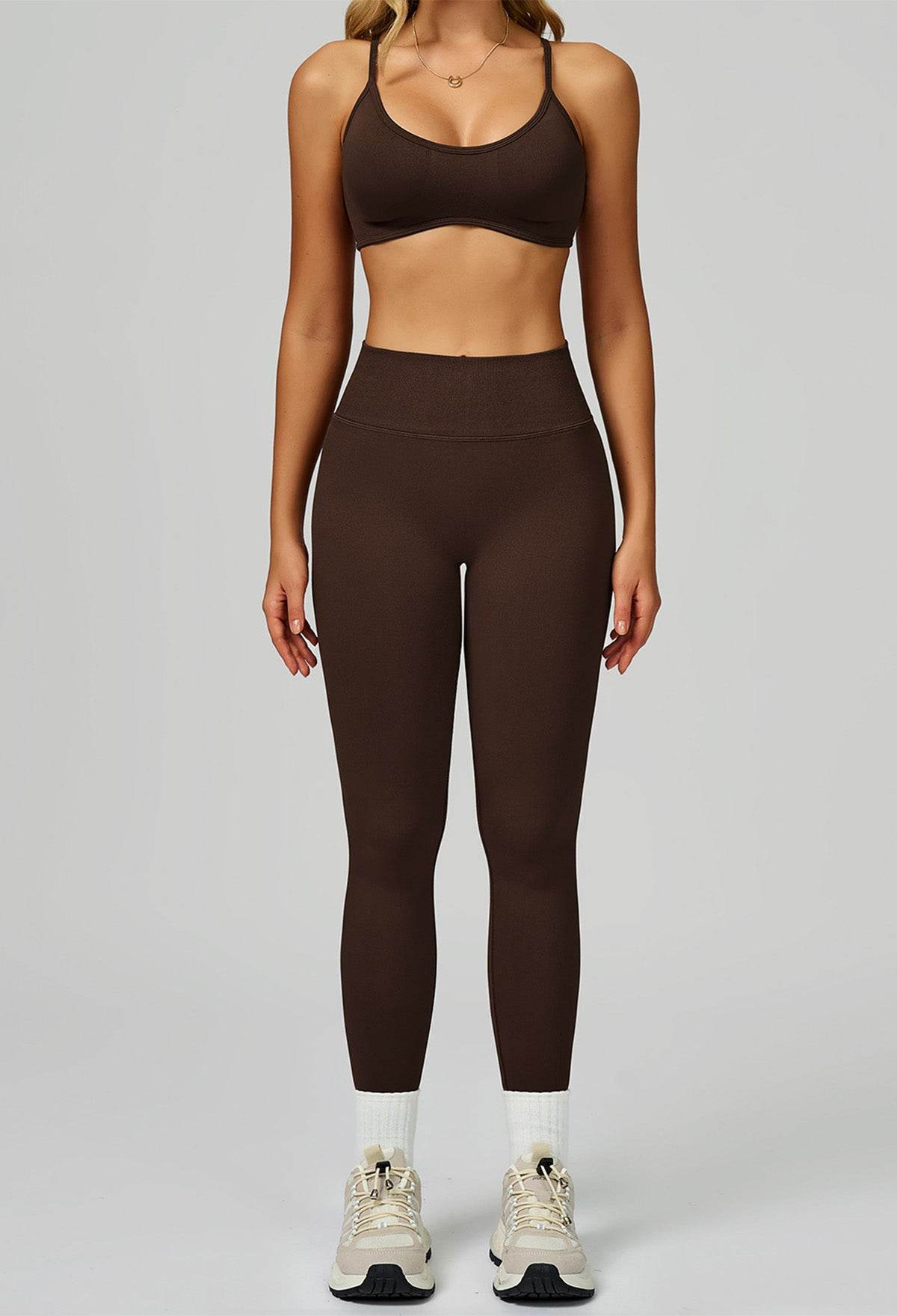 Sport Set with Color Block Sports Bras and Legging