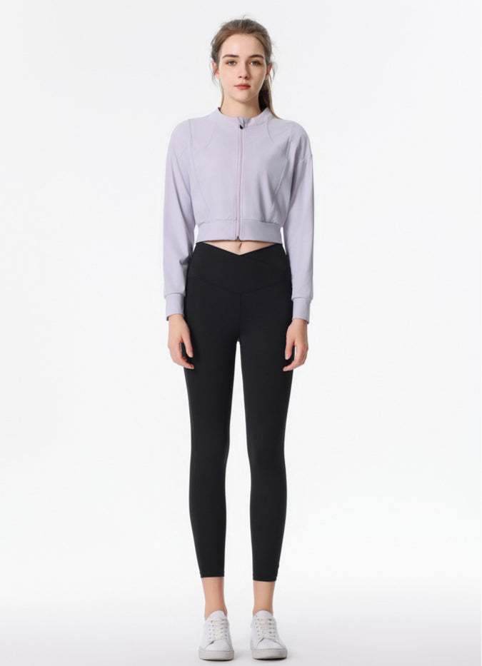 Ribbed Crop Workout Jacket