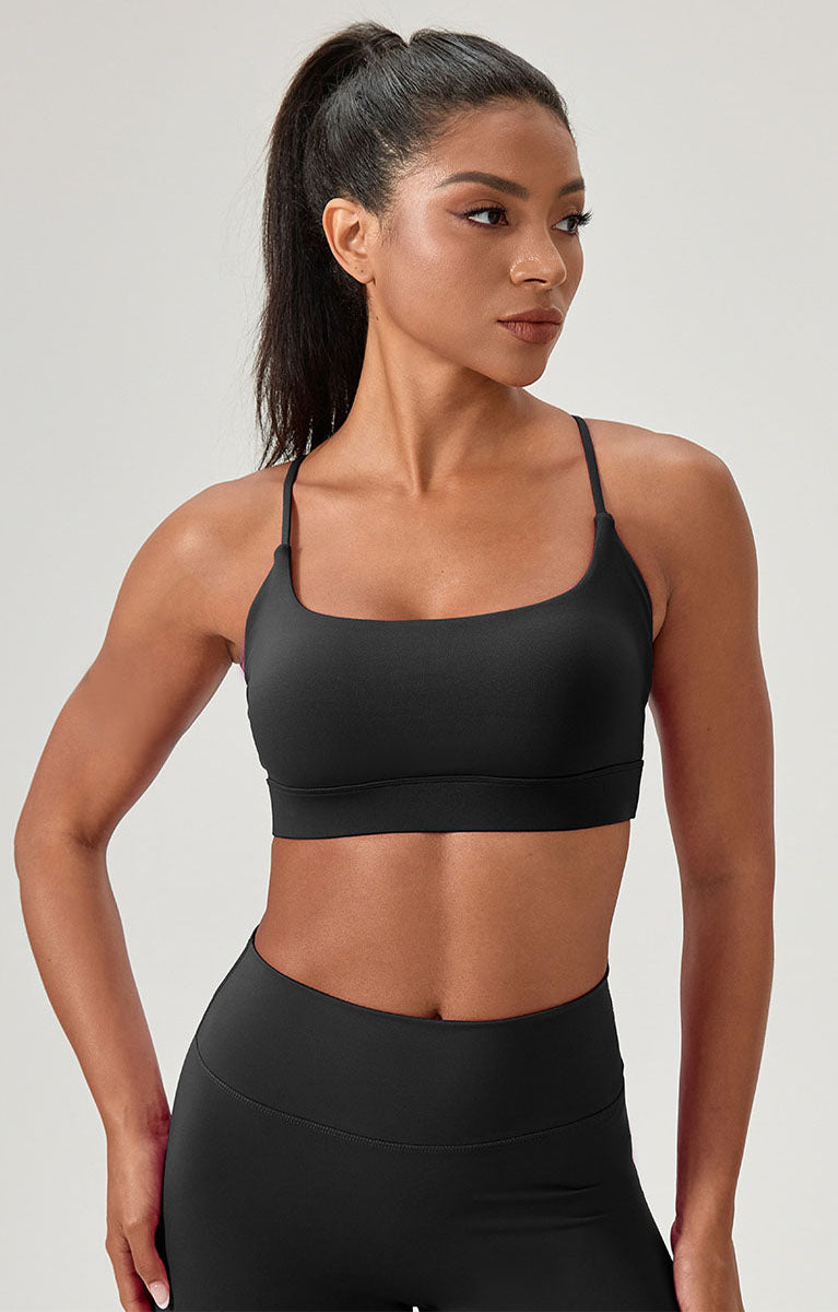 Cross Spaghetti Straps Sports Bra with Chest Pad