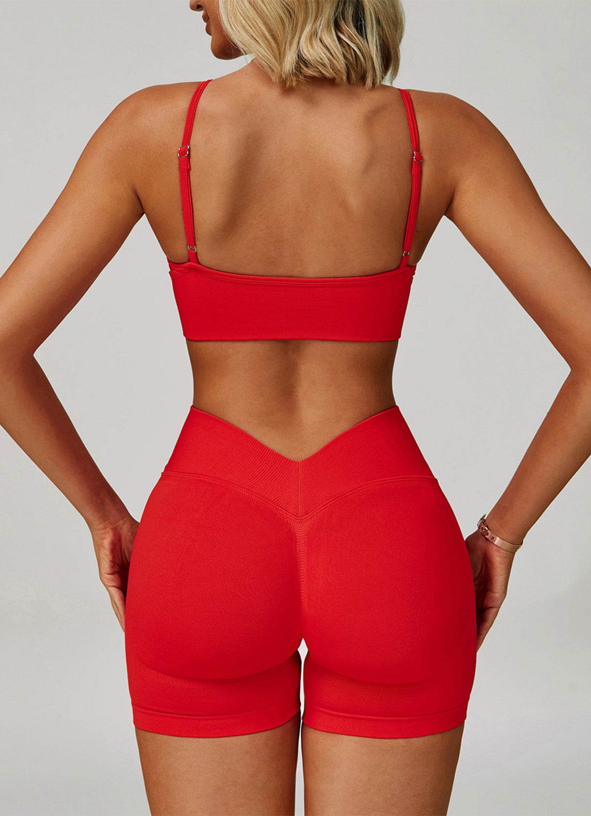 V Neck Adjustable Shoulder Straps Sports Bra