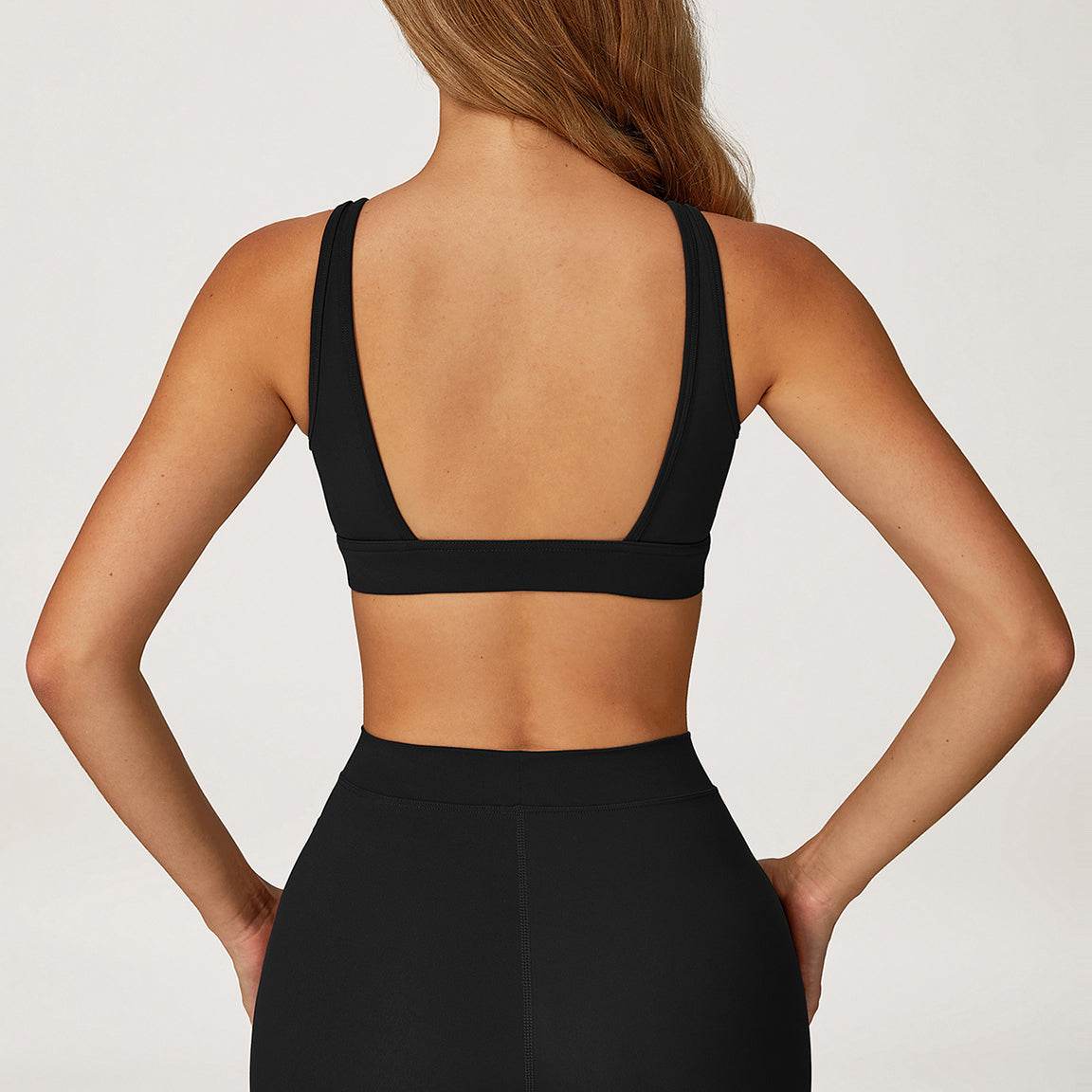 Deep V-Neck Sports Bra with Removable Bra Pad
