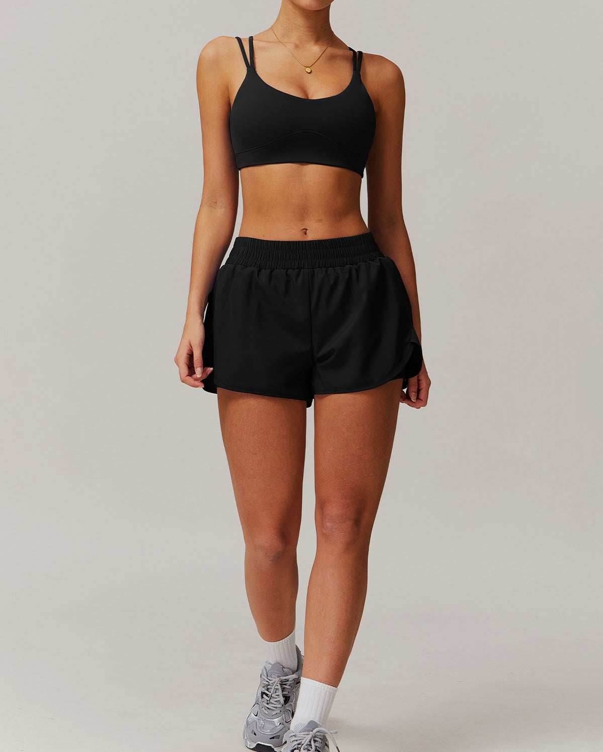 Activewear Set With Cross Back Sports Bra and Shorts
