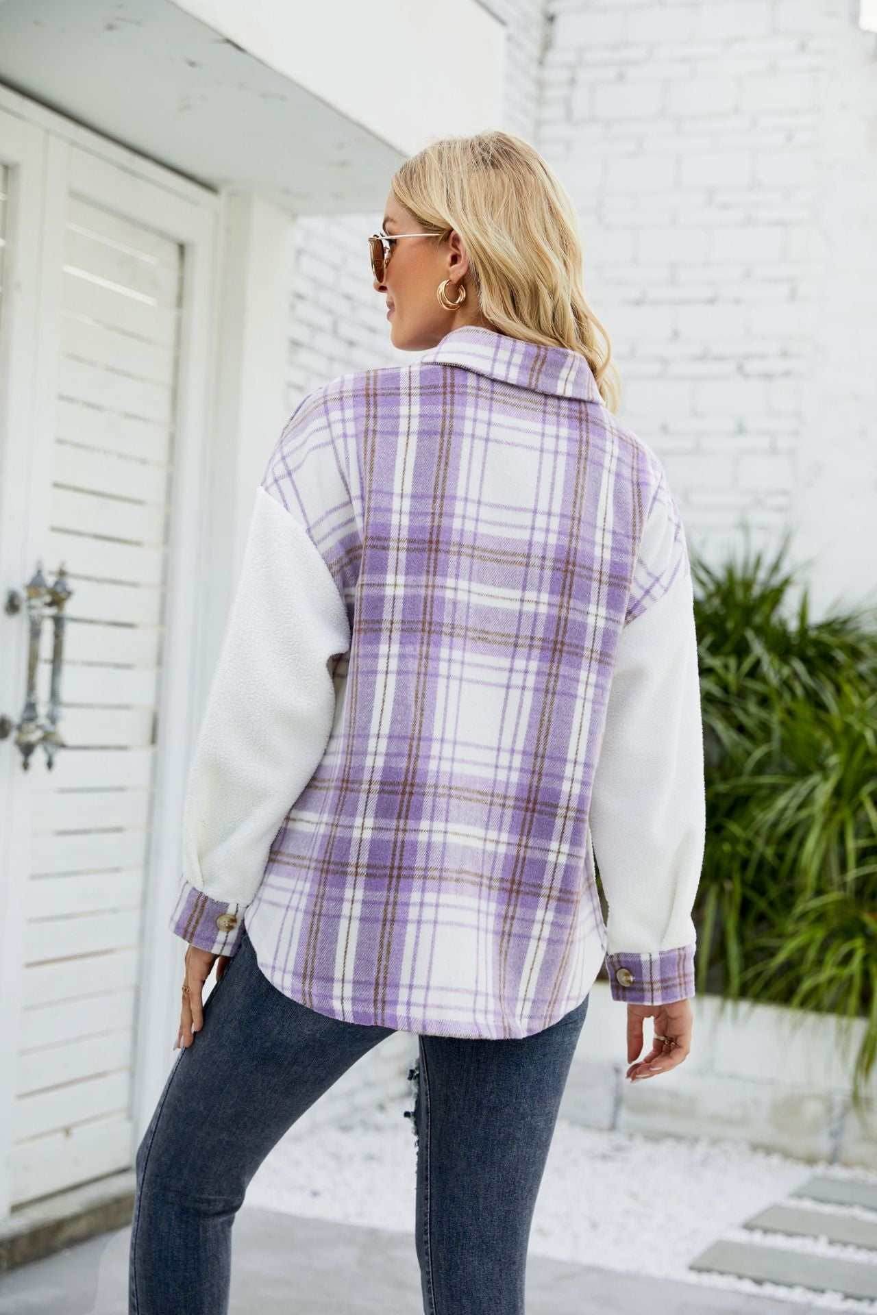 Patchwork Plaid Plush Jacket