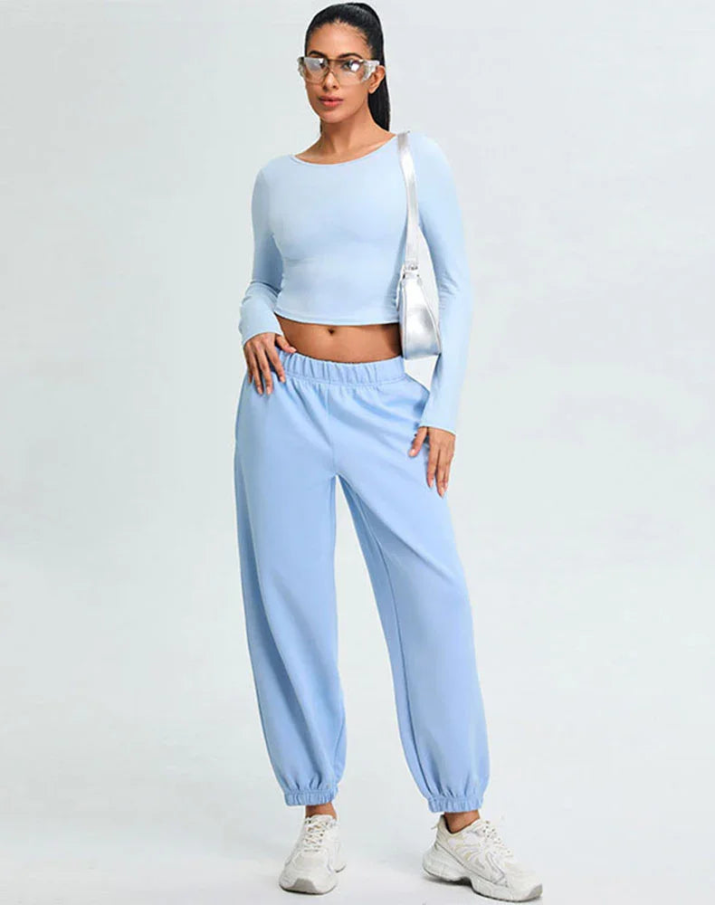 Activewear Set with U-Shaped Back Top and Sweatpant