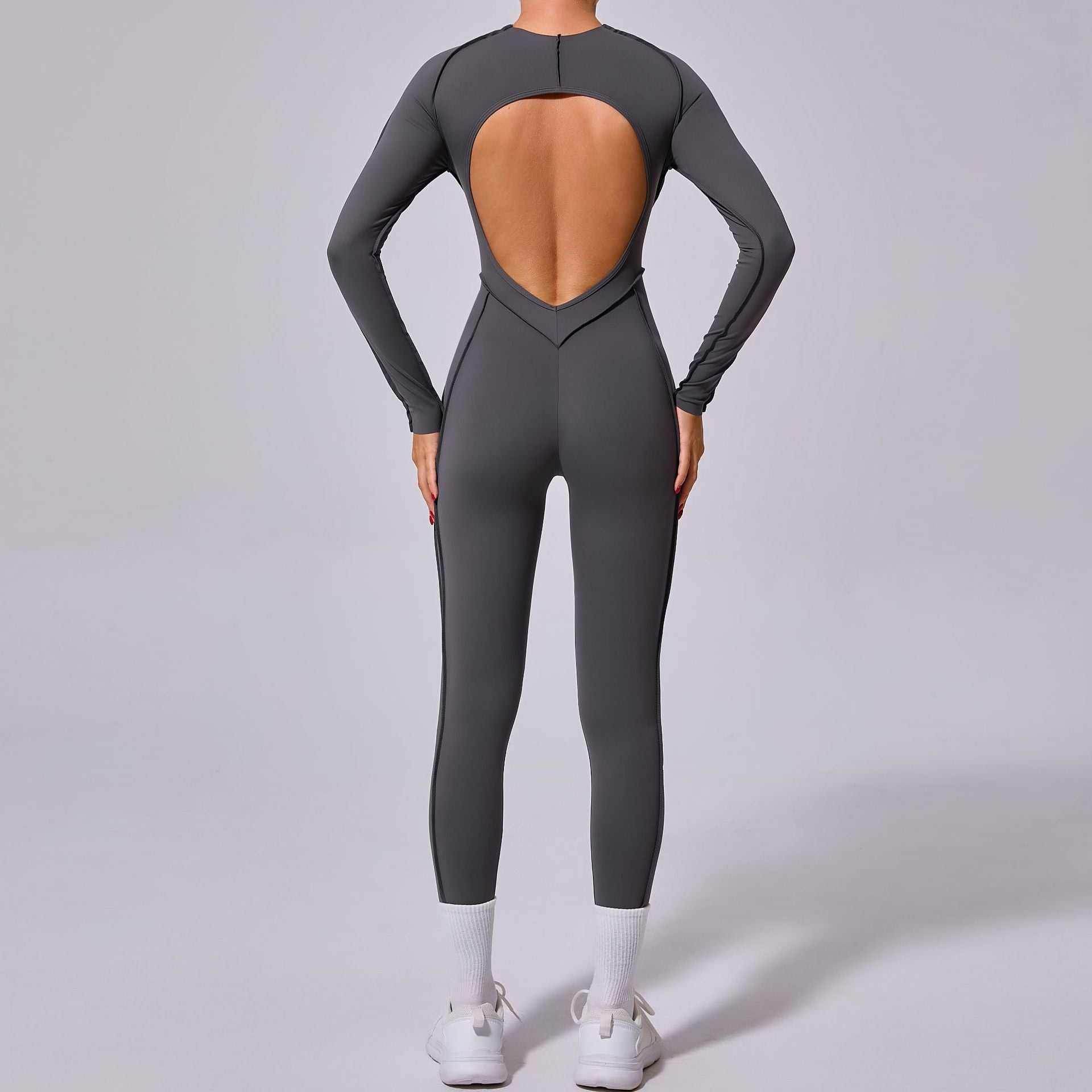 Long Sleeve Backless Yoga Jumpsuits -