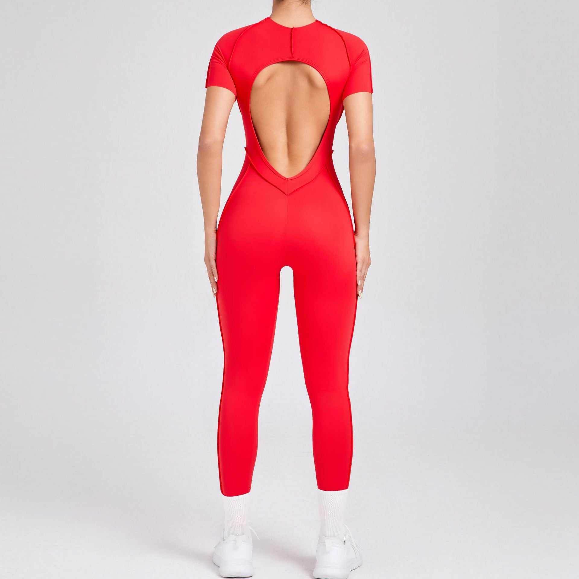 Short Sleeve Backless Yoga Jumpsuits