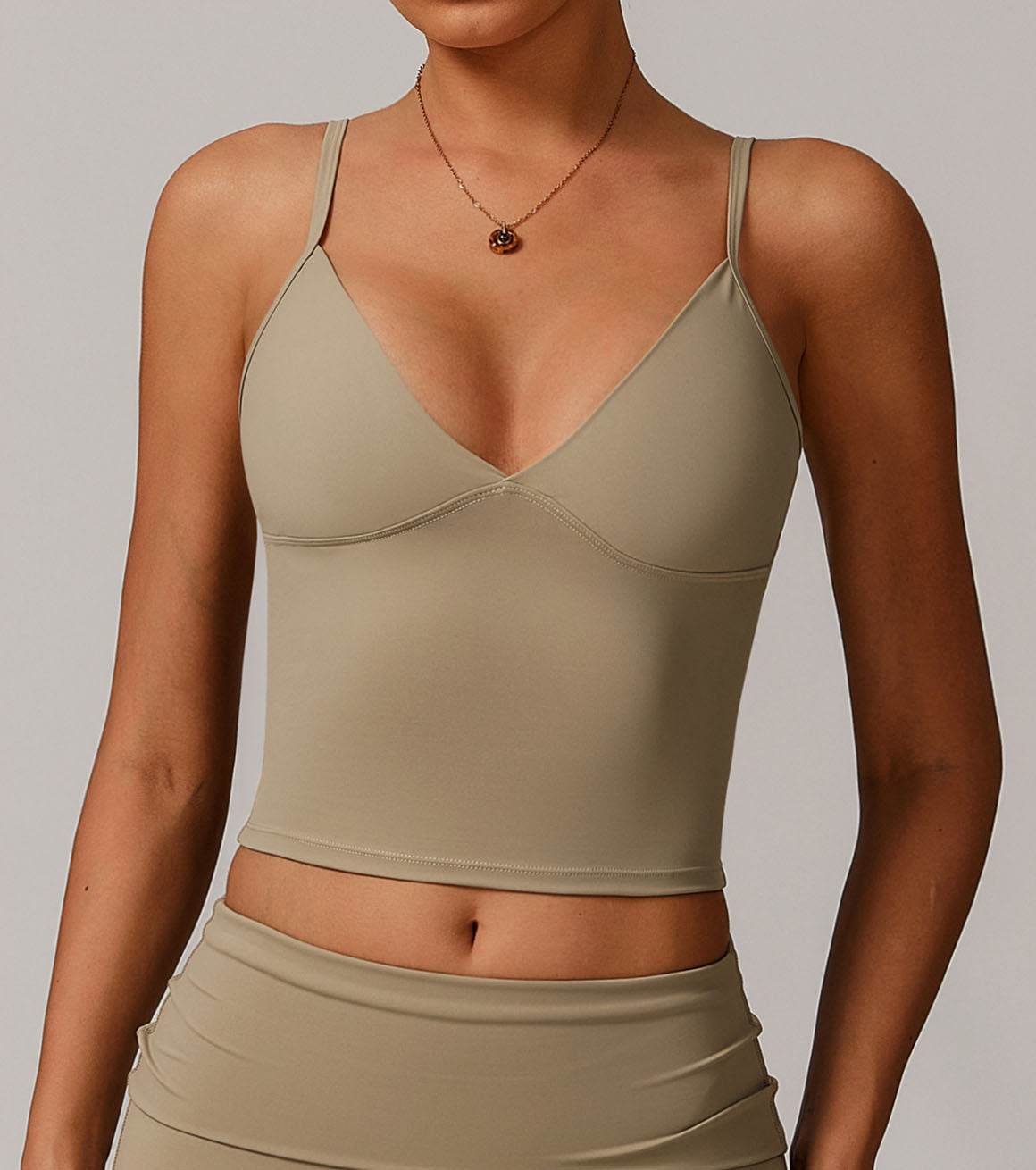V Neck Spaghetti Fitted Crop Tank Tops
