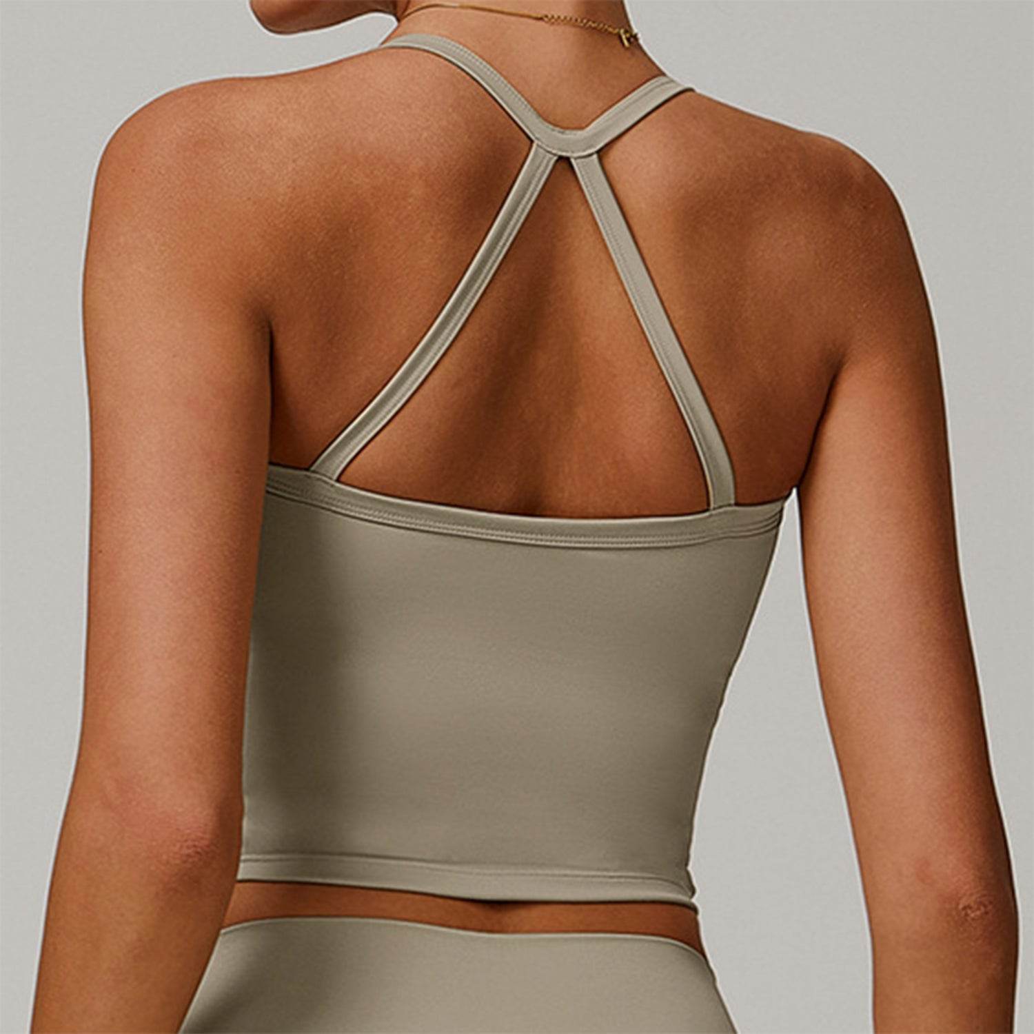 Square Neck Sports Tank Tops Criss Cross Back Longline Cami