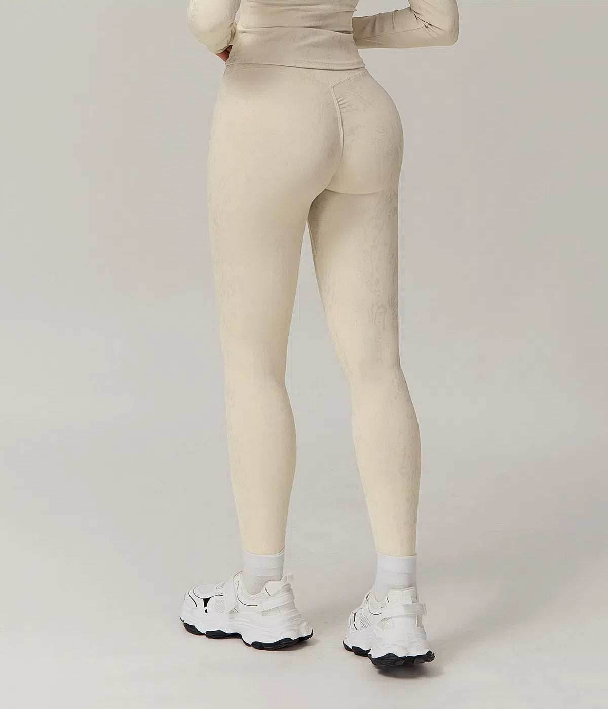 High Waist Yoga Leggings With Gold Blocking Pattern
