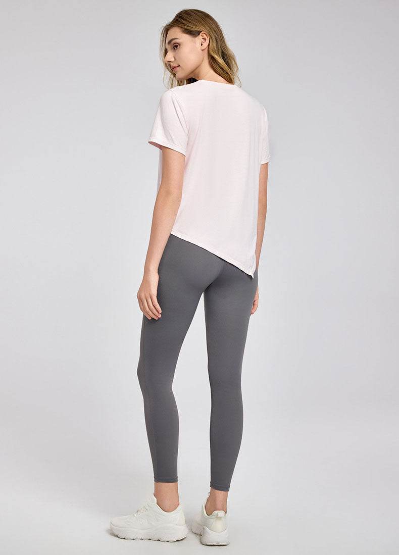 Irregular Slit Short Sleeve Yoga T-Shirts