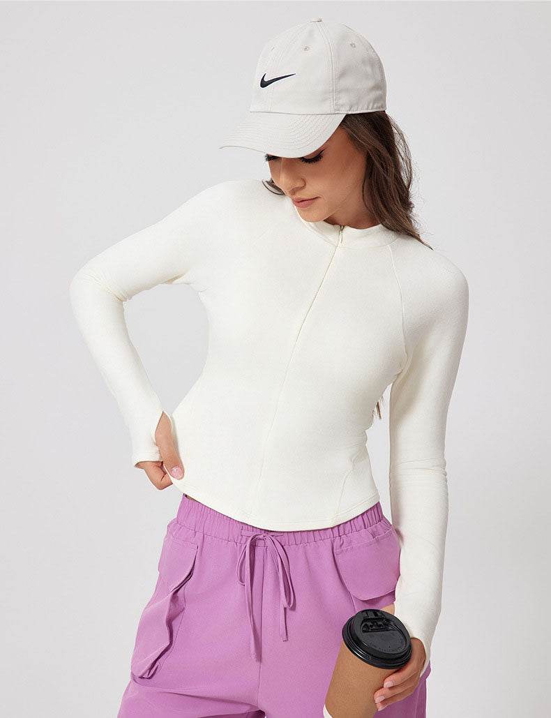 Slim Fit Fitness Zipper Jacket with Thumb Hole