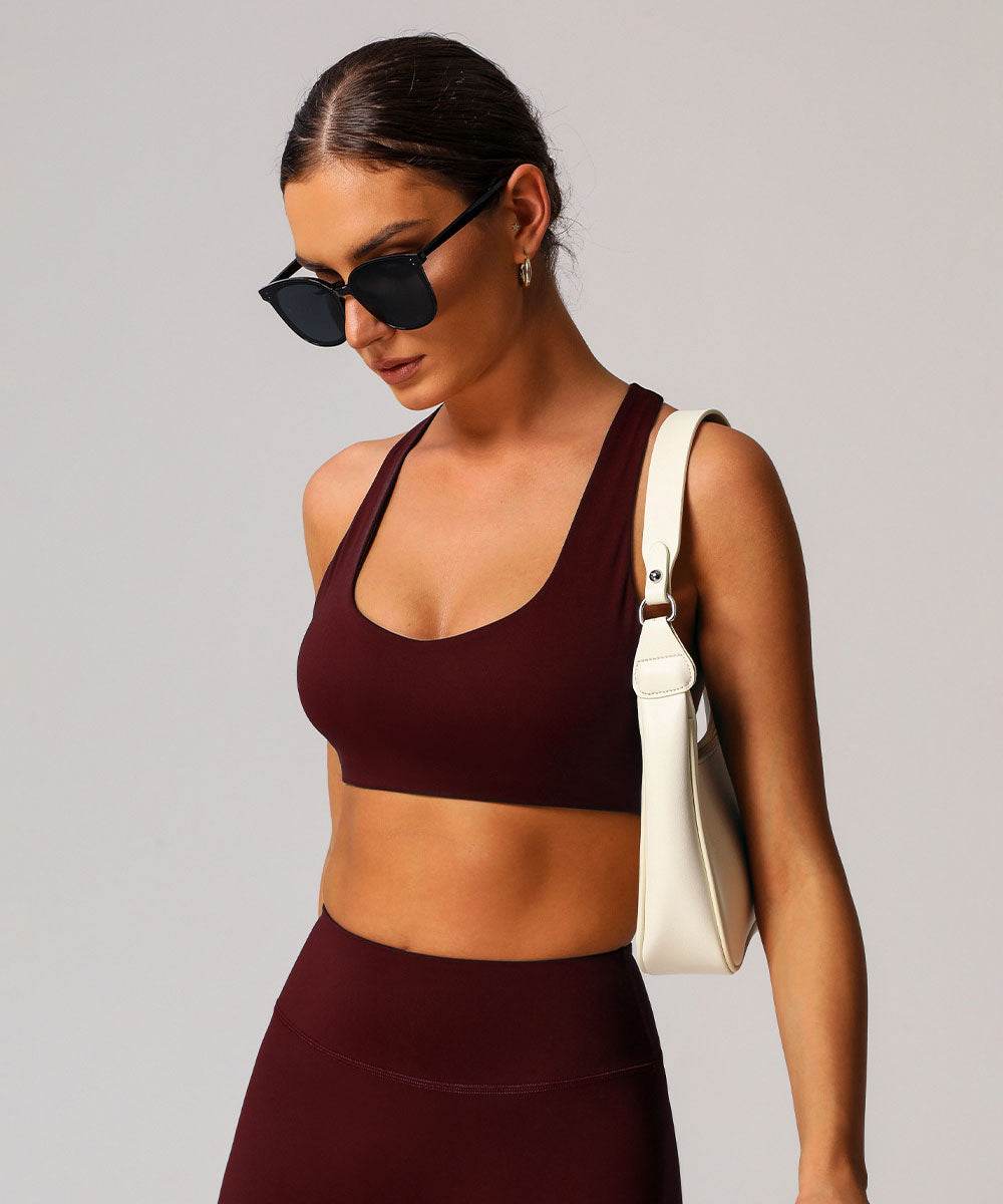 Racerback Sport Bra Tops with Built in Chest Pads