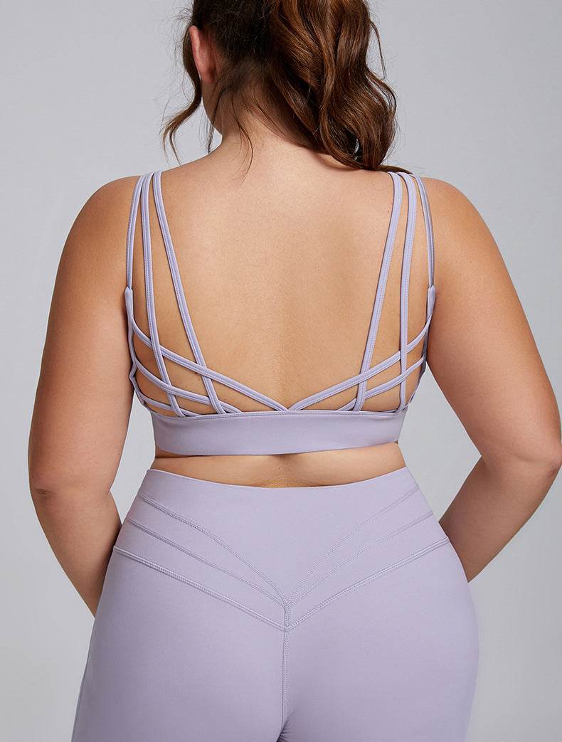 V Neck Cross Back Sports Bra