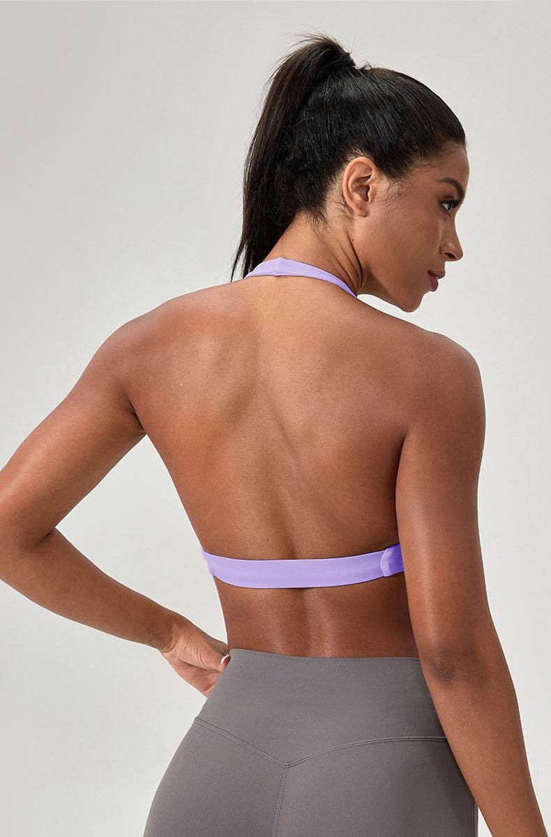Twist Front Halter Straps Sports Bra -
