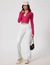 Long Sleeve Crop Sports Jacket with Thumb Hole