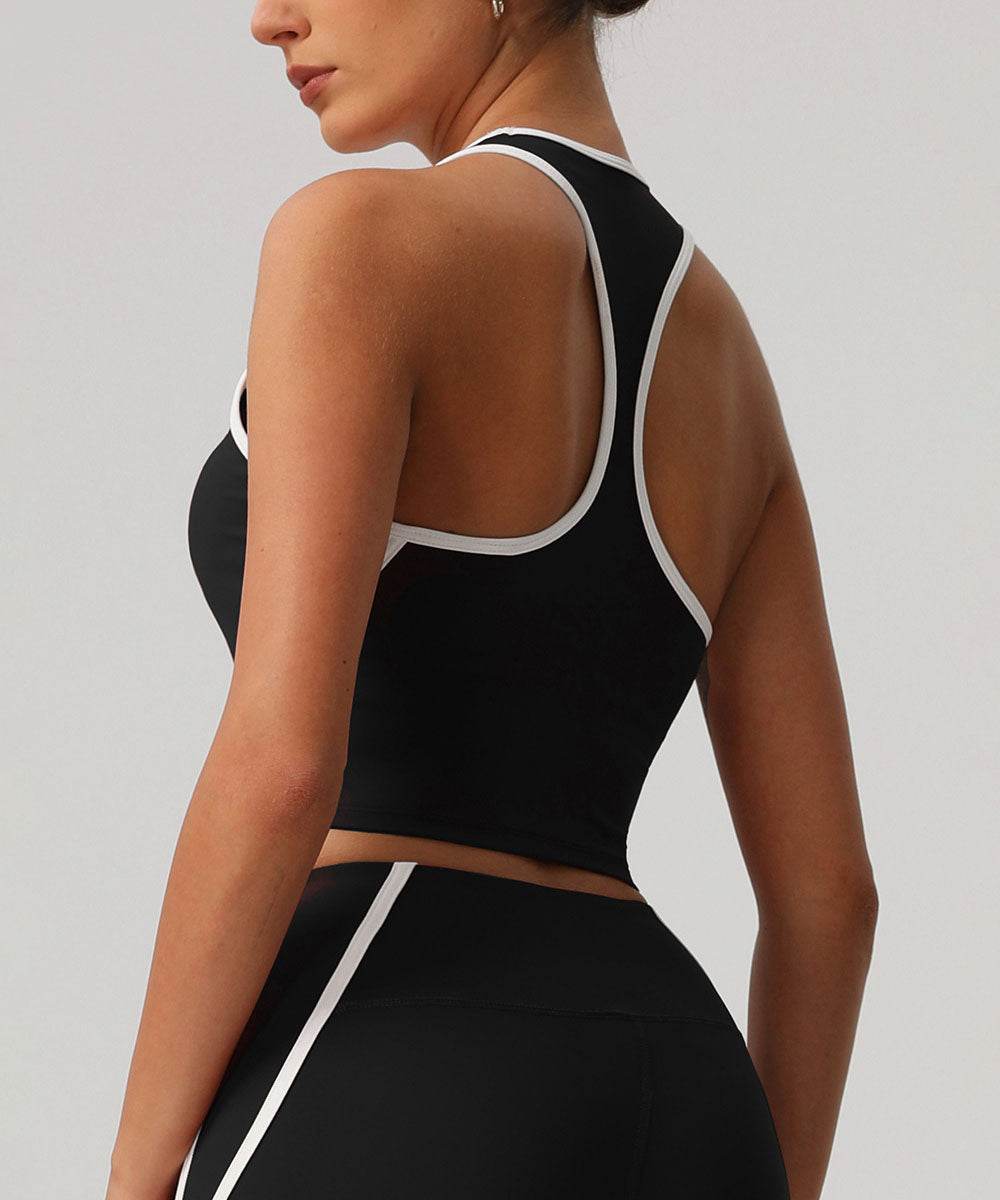 Workout Crop Tank Tops Racerback Bra with Chest Pads -