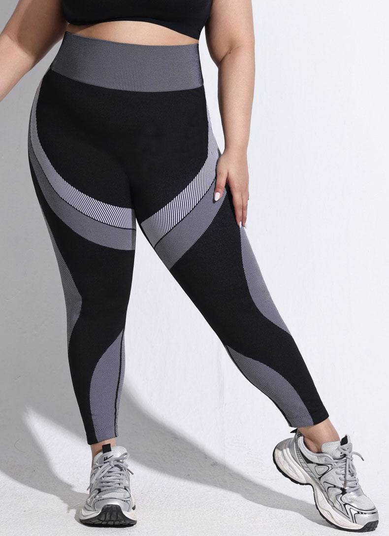 Plus Size Color Block High Waist Yoga Leggings