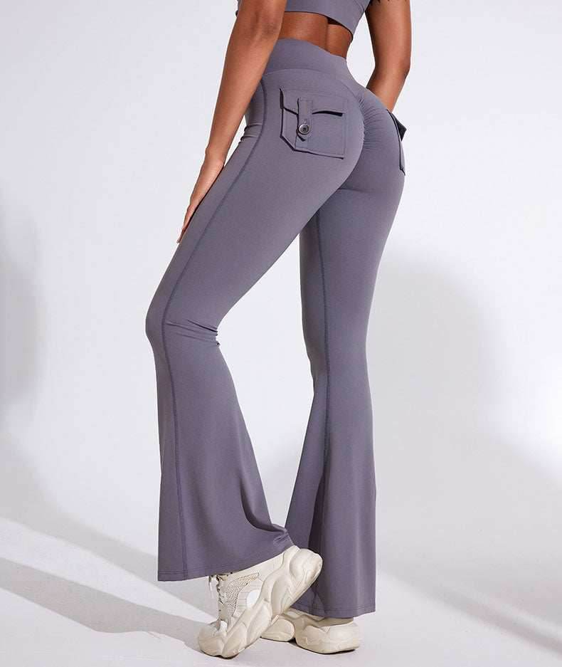 High Waist Yoga Flared Pant With Tooling Pocket