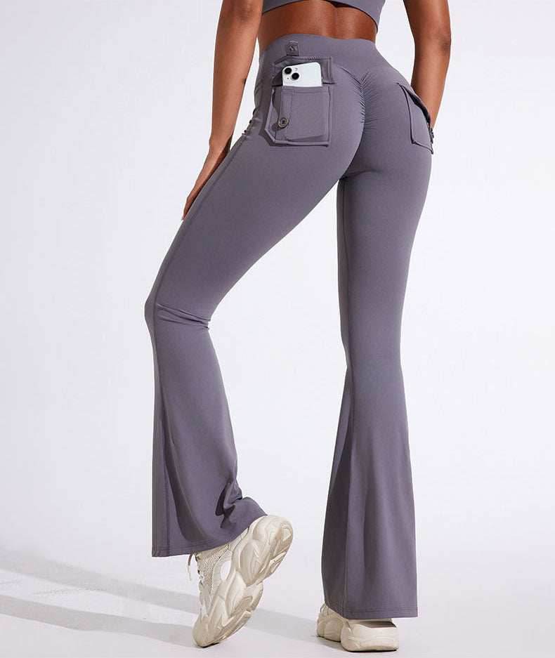 High Waist Yoga Flared Pant With Tooling Pocket