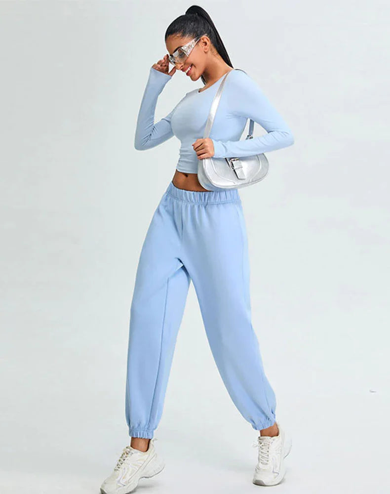 Activewear Set with U-Shaped Back Top and Sweatpant